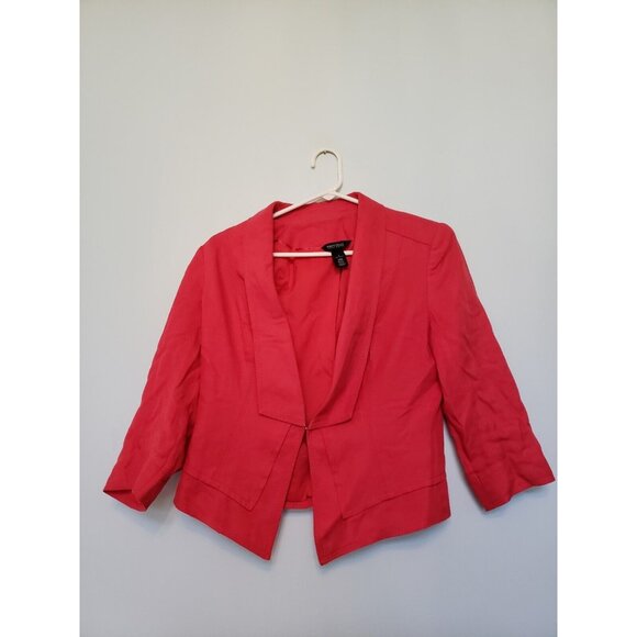 White House Black Market Jackets & Blazers - White House Black Market Womens Sz 4 Blazer Cropped Coral Pink Linen Blend